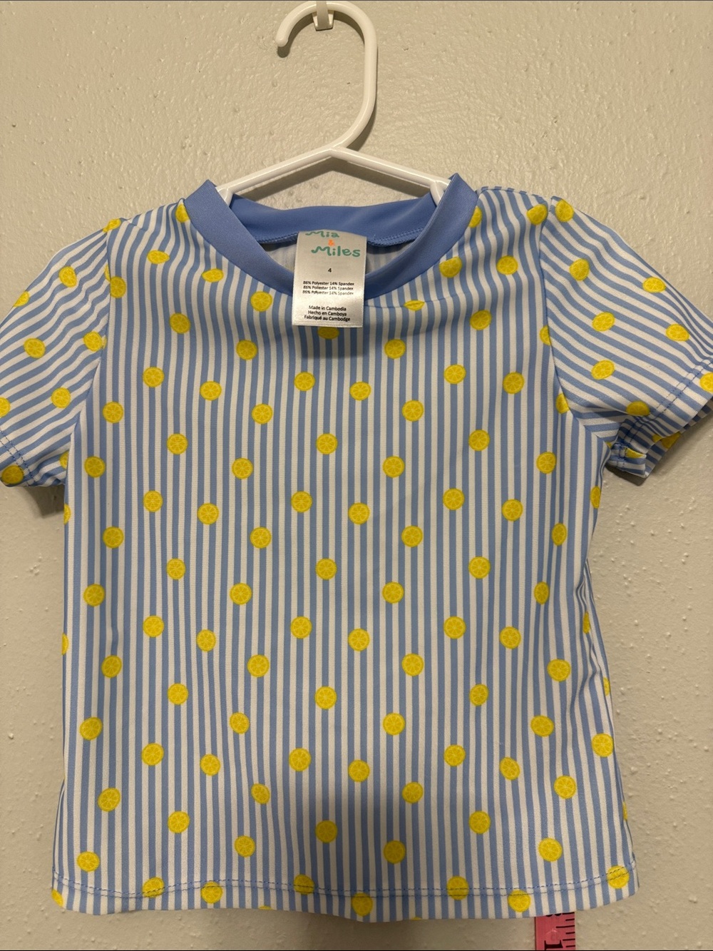 Girls' Blue Stripe & Yellow Dot Rashguard